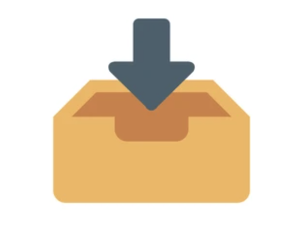 Inbox icon showing an arrow pointing into a tray